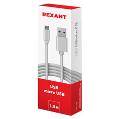 Кабель USB-A/micro USB Rexant 1 А 1,8 м (18-1164) - фото 2