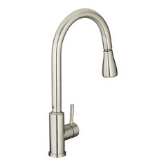 Смеситель для кухни Esko Kitchen сатин с высоким изливом с вытяжной лейкой однорычажный (TSS 519) - фото 8