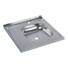 Мойка для кухни Ukinox Nord 60х60х12 см накладная с крылом сталь (Nr 600х600 0,4 R) - фото 1