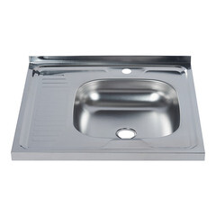 Мойка для кухни Ukinox Nord 60х60х12 см накладная с крылом сталь (Nr 600х600 0,4 R) - фото 2