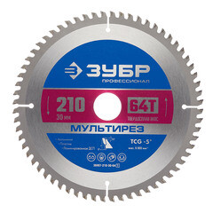 Изображение товара Диск пильный по алюминию Зубр 210х30х1,6 мм 64 зуба (36907-210-30-64_z01)