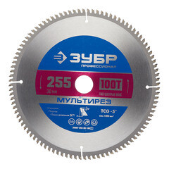 Изображение товара Диск пильный по алюминию Зубр 255х30х2 мм 100 зубьев (36907-255-30-100_z01)