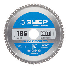 Изображение товара Диск пильный по металлу Зубр 185х30х1,6 мм 60 зубьев (36932-185-30-60)