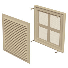 Решетка вентиляционная пластиковая приточно-вытяжная НашВент 204х204 мм с сеткой бежевая