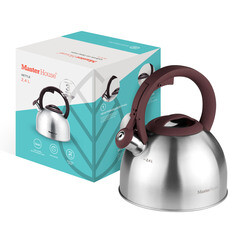 Чайник со свистком нержавеющая сталь Master House Antonio 2,4 л шоколад - фото 3