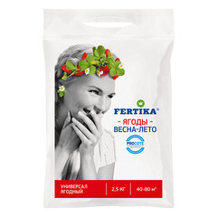 Изображение товара Удобрение минеральное сухое для подкормки плодово-ягодных культур гранулированное Тукосмесь Ягодное Fertika 2,5 кг