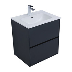 Тумба под раковину Lavelly Cube 60 см подвесная графит матовый (00316638) - фото 7