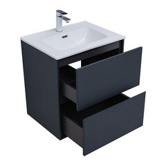 Тумба под раковину Lavelly Cube 60 см подвесная графит матовый (00316638) - фото 6