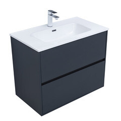 Тумба под раковину Lavelly Cube 80 см подвесная графит матовый (00316639) - фото 5