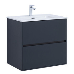 Тумба под раковину Lavelly Cube 71 см подвесная графит матовый (00316631) - фото 1