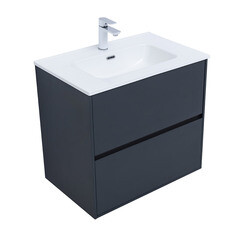 Тумба под раковину Lavelly Cube 71 см подвесная графит матовый (00316631) - фото 7