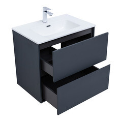 Тумба под раковину Lavelly Cube 71 см подвесная графит матовый (00316631) - фото 4