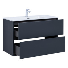 Тумба под раковину Lavelly Cube 100 см подвесная графит матовый (00316660) - фото 12