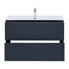 Тумба под раковину Lavelly Cube 100 см подвесная графит матовый (00316660) - фото 5