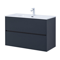 Тумба под раковину Lavelly Cube 100 см подвесная графит матовый (00316660) - фото 11