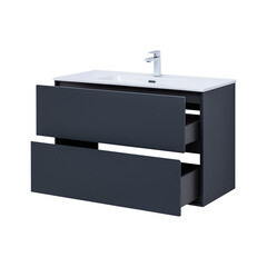 Тумба под раковину Lavelly Cube 100 см подвесная графит матовый (00316660) - фото 7