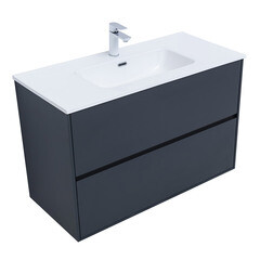 Тумба под раковину Lavelly Cube 100 см подвесная графит матовый (00316660) - фото 10