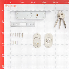 Замок врезной Punto LR-201F для легких дверей крестообразный хром 3 ключа - фото 3