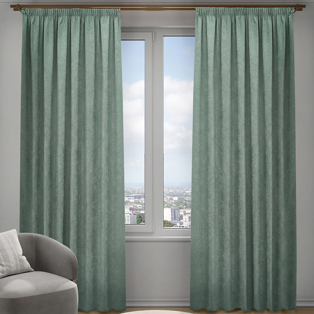 Изображение товара Штора шенилл мятная 200х280 см Decofest Сола для гостиной спальни и кабинета
