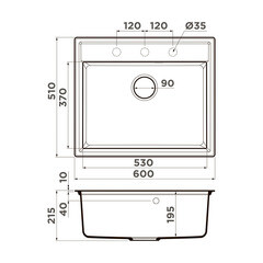 Мойка для кухни Omoikiri Daisen 60х51х20 см врезная с сифоном искусственный камень черная - фото 2