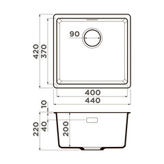 Мойка для кухни Omoikiri Kata 44х42х20 см врезная с сифоном искусственный камень черная - фото 2