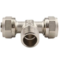 Тройник Tiemme 20 обж(ц) х 3/4 НР(ш) х 20 обж(ц) (1600076) - фото 2