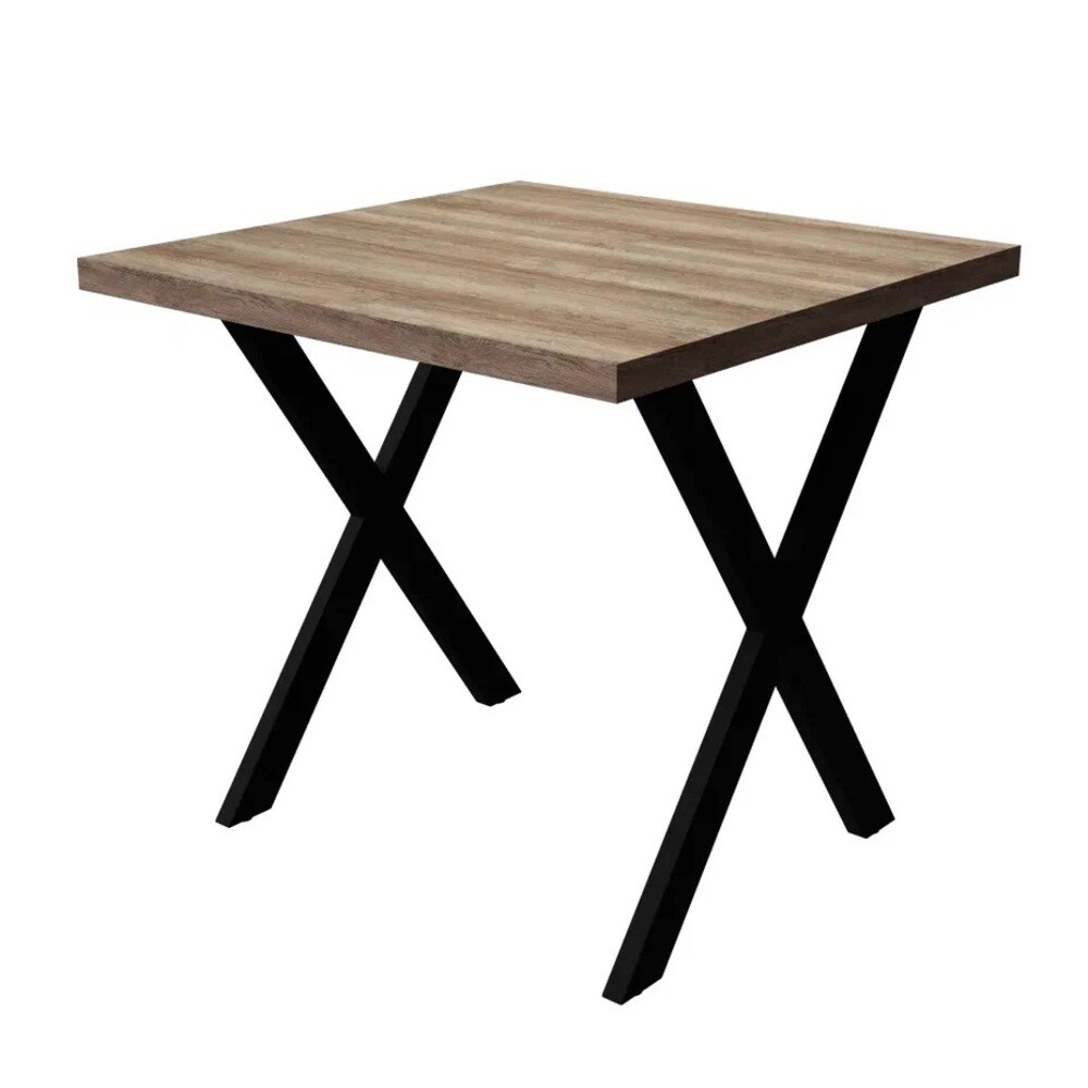 Изображение товара Квадратный кухонный стол в стиле Loft Lagertha 9893, 80x80 см, черный металл, ДСП