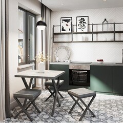 Стол кухонный квадратный 0,8х0,8 м бетон светлый 9631 (53959) - фото 2