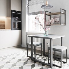 Стол кухонный квадратный 0,8х0,8 м бетон светлый 9631 (53849) - фото 3