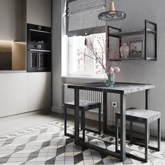 Стол кухонный квадратный 0,8х0,8 м бетон темный 9632 (53854) - фото 2