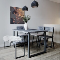 Стол кухонный прямоугольный 1,2х0,8 м бетон темный 9632 (53853) - фото 2