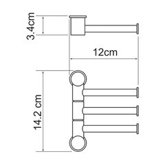 Полотенцедержатель WasserKraft Elbe K-7200 120 мм тройной поворотный на шуруп металл черный (K-1053B) - фото 2