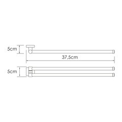 Полотенцедержатель WasserKraft Rhin K-8700 435 мм двойной поворотный на шуруп металл никель (K-8731) - фото 2