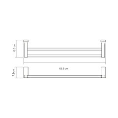 Полотенцедержатель WasserKraft Lopau K-6000 635 мм двойной на шуруп металл хром (K-6040) - фото 2