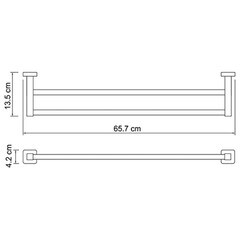 Полотенцедержатель WasserKraft Lippe K-6500 657 мм двойной на шуруп металл хром (K-6540) - фото 3
