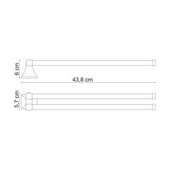 Полотенцедержатель WasserKraft Wern K-2500 438 мм двойной поворотный на шуруп металл хром (K-2531) - фото 3