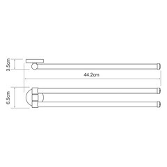 Полотенцедержатель WasserKraft Rhein K-6200 442 мм двойной поворотный на шуруп металл хром (K-6231) - фото 3