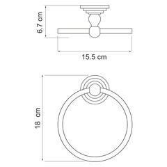 Полотенцедержатель кольцо WasserKraft Ammer K-7000 d155 мм на шуруп металл никель (K-7060) - фото 3