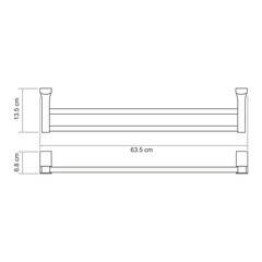 Полотенцедержатель WasserKraft Exter K-5200 635 мм двойной на шуруп металл светлая бронза (K-5240) - фото 2