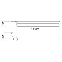 Полотенцедержатель WasserKraft Leine K-5000 White 430 мм двойной поворотный на шуруп пластик/металл хром (K-5031W) - фото 2