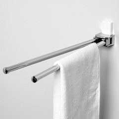 Полотенцедержатель WasserKraft Leine K-5000 White 430 мм двойной поворотный на шуруп пластик/металл хром (K-5031W) - фото 3