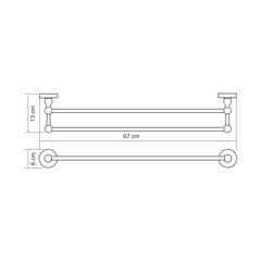 Полотенцедержатель WasserKraft Diemel K-2200 670 мм двойной на шуруп металл хром (K-2240) - фото 3