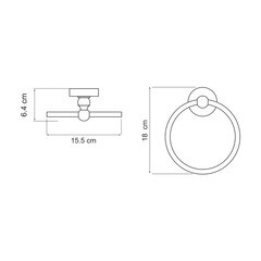 Полотенцедержатель кольцо WasserKraft Diemel K-2200 d155 мм на шуруп металл хром (K-2260) - фото 3