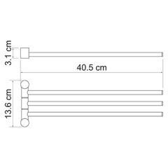 Полотенцедержатель WasserKraft Ammer K-7000 430 мм тройной поворотный на шуруп металл никель (K-1933) - фото 3