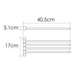 Полотенцедержатель WasserKraft K-1034 405 мм четверной поворотный на шуруп металл никель (K-1034N) - фото 2