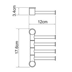 Полотенцедержатель WasserKraft 120 мм четверной поворотный на шуруп металл хром (K-1054) - фото 3