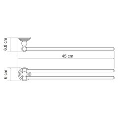 Полотенцедержатель WasserKraft Ammer K-7000 450 мм двойной поворотный на шуруп металл никель (K-7031) - фото 3