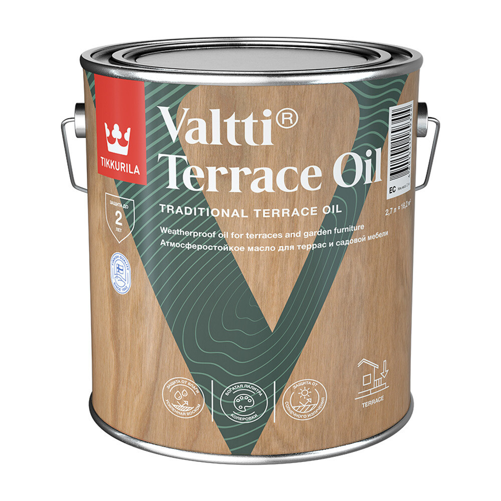 Изображение товара Масло Tikkurila Valtti Terrace Oil для террас и садовой мебели 2,7 л