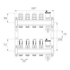 Коллекторная группа с расходомерами Ondo 1 ВР(г) х 4 выхода 3/4 НР(ш) ЕК х 1 ВР(г) - фото 4