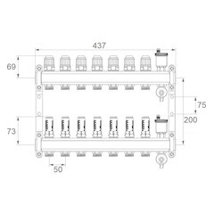 Коллекторная группа с расходомерами Ondo 1 ВР(г) х 7 выходов 3/4 НР(ш) ЕК х 1 ВР(г) - фото 3
